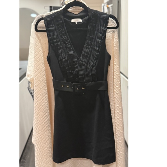 Sandro Paris Mini Dress w/Belt Black Ruffle  (Size 1 / US 0-2) - Picture 2 of 11